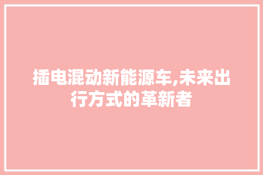 插电混动新能源车,未来出行方式的革新者