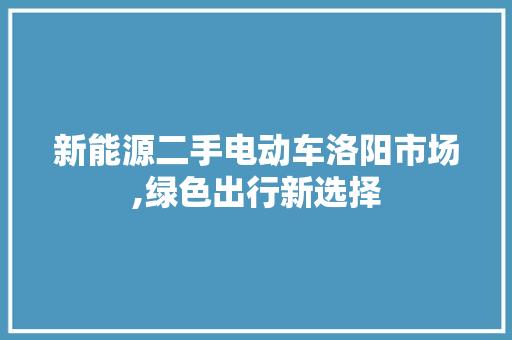 新能源二手电动车洛阳市场,绿色出行新选择