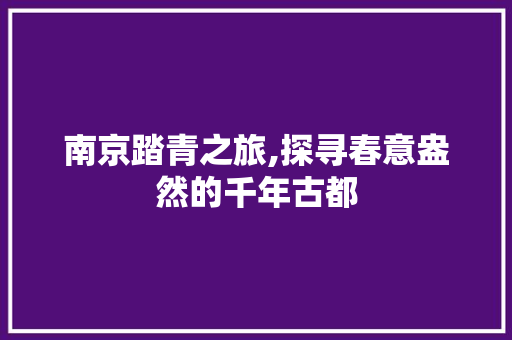 南京踏青之旅,探寻春意盎然的千年古都