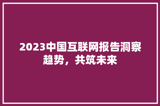 2023中国互联网报告洞察趋势，共筑未来