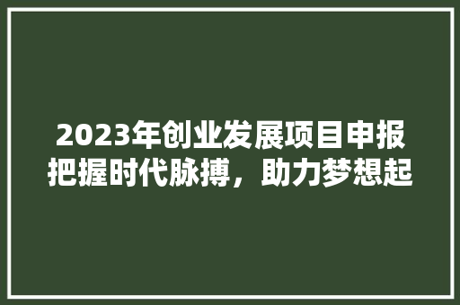 2023年创业发展项目申报把握时代脉搏，助力梦想起航