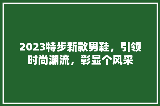 2023特步新款男鞋，引领时尚潮流，彰显个风采