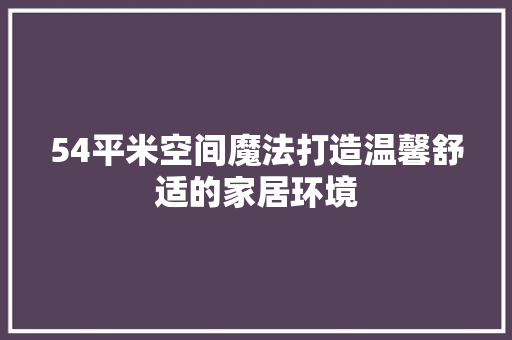 54平米空间魔法打造温馨舒适的家居环境