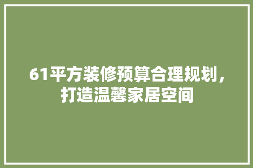 61平方装修预算合理规划，打造温馨家居空间