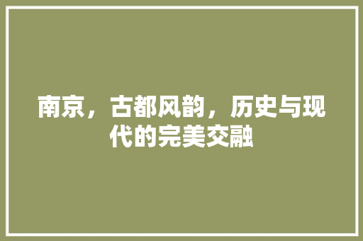 南京，古都风韵，历史与现代的完美交融