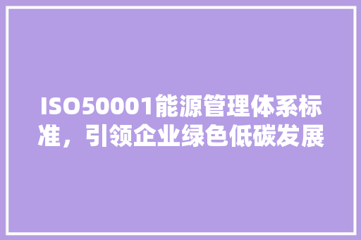 ISO50001能源管理体系标准，引领企业绿色低碳发展