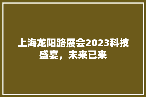 上海龙阳路展会2023科技盛宴，未来已来