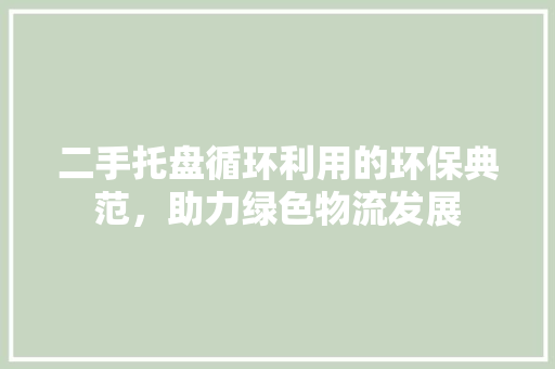 二手托盘循环利用的环保典范，助力绿色物流发展