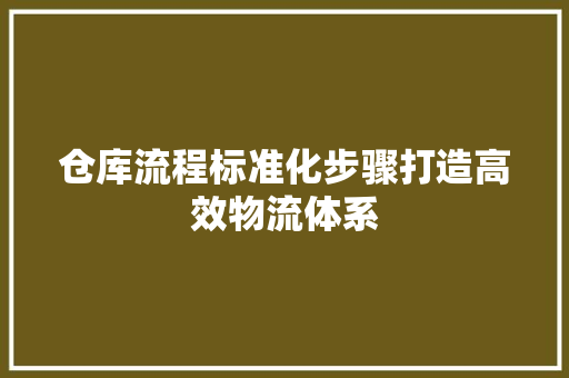 仓库流程标准化步骤打造高效物流体系