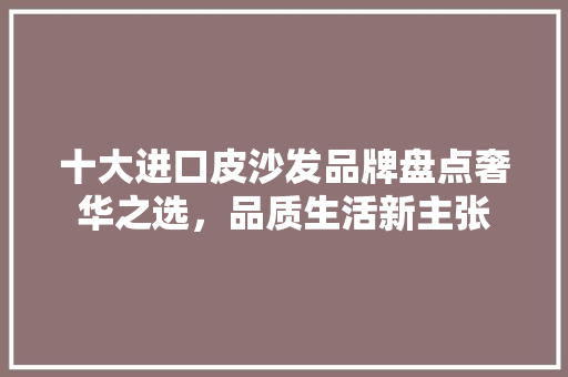 十大进口皮沙发品牌盘点奢华之选，品质生活新主张