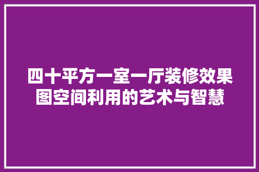 四十平方一室一厅装修效果图空间利用的艺术与智慧