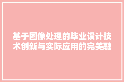 基于图像处理的毕业设计技术创新与实际应用的完美融合