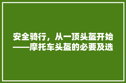 安全骑行，从一顶头盔开始——摩托车头盔的必要及选购指南