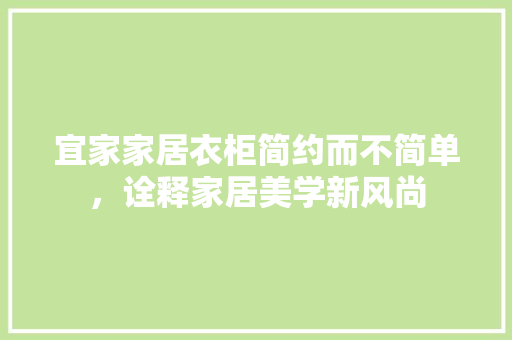 宜家家居衣柜简约而不简单，诠释家居美学新风尚