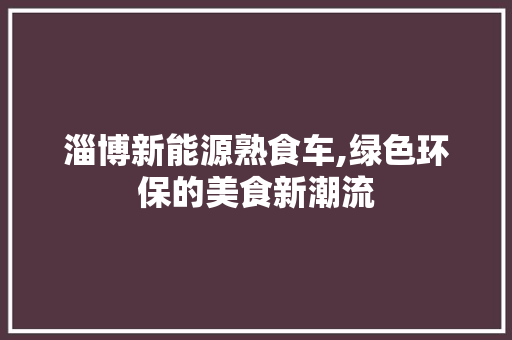 淄博新能源熟食车,绿色环保的美食新潮流