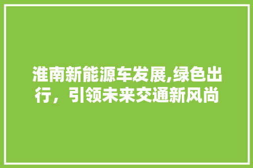 淮南新能源车发展,绿色出行，引领未来交通新风尚