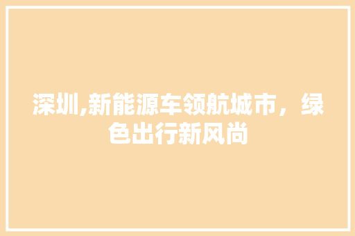 深圳,新能源车领航城市，绿色出行新风尚  第1张