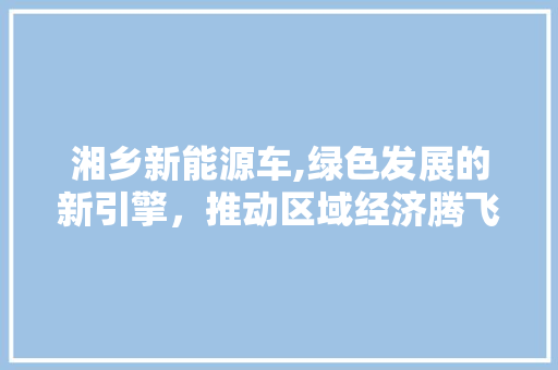 湘乡新能源车,绿色发展的新引擎，推动区域经济腾飞