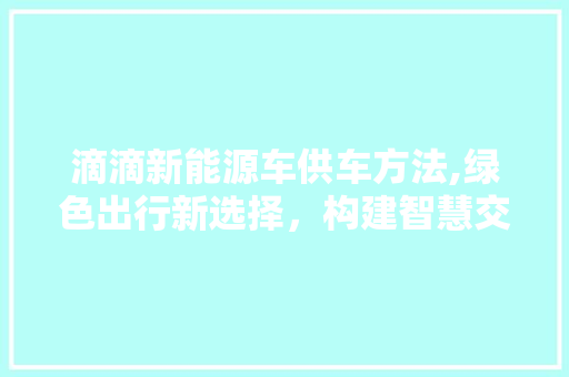 滴滴新能源车供车方法,绿色出行新选择，构建智慧交通未来  第1张