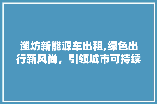 潍坊新能源车出租,绿色出行新风尚，引领城市可持续发展  第1张