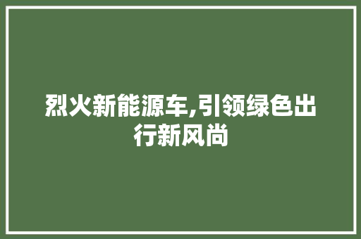 烈火新能源车,引领绿色出行新风尚