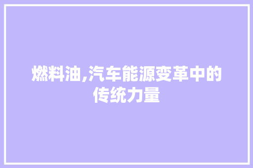 燃料油,汽车能源变革中的传统力量