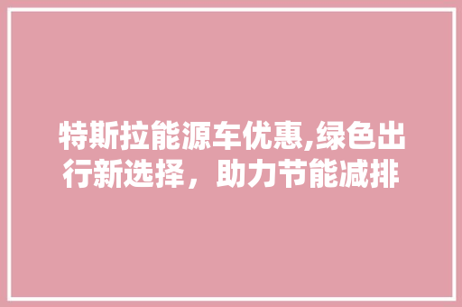 特斯拉能源车优惠,绿色出行新选择，助力节能减排  第1张