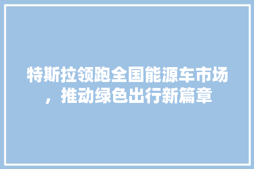 特斯拉领跑全国能源车市场，推动绿色出行新篇章