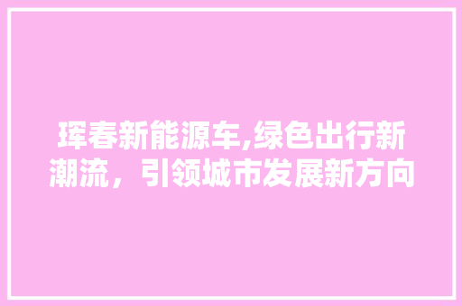 珲春新能源车,绿色出行新潮流，引领城市发展新方向