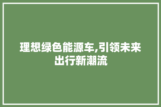 理想绿色能源车,引领未来出行新潮流