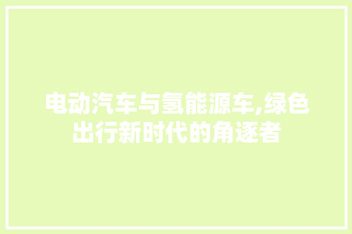 电动汽车与氢能源车,绿色出行新时代的角逐者