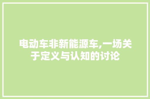 电动车非新能源车,一场关于定义与认知的讨论