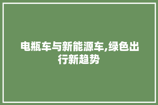 电瓶车与新能源车,绿色出行新趋势