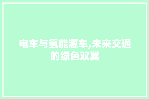 电车与氢能源车,未来交通的绿色双翼