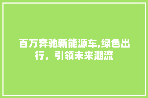 百万奔驰新能源车,绿色出行，引领未来潮流