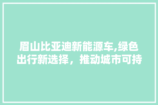 眉山比亚迪新能源车,绿色出行新选择，推动城市可持续发展