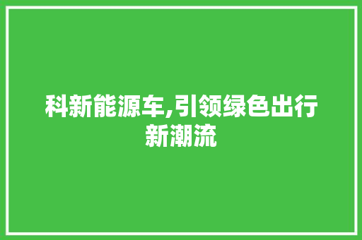 科新能源车,引领绿色出行新潮流