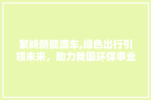 繁峙新能源车,绿色出行引领未来，助力我国环保事业迈向新高峰