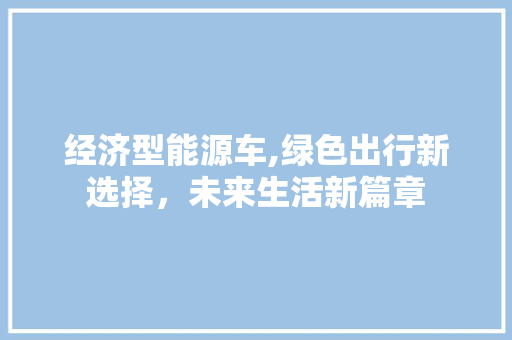 经济型能源车,绿色出行新选择，未来生活新篇章  第1张