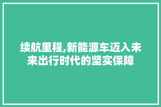 续航里程,新能源车迈入未来出行时代的坚实保障  第1张