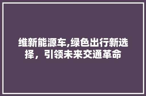 维新能源车,绿色出行新选择，引领未来交通革命