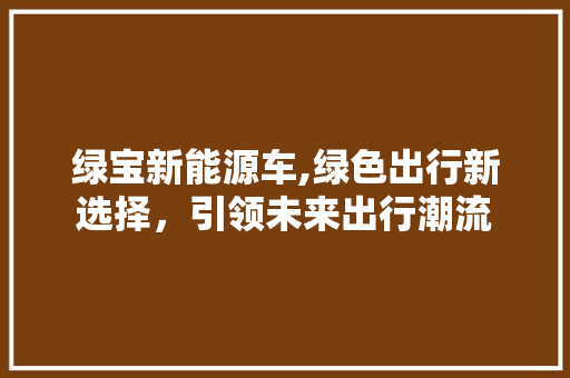 绿宝新能源车,绿色出行新选择，引领未来出行潮流