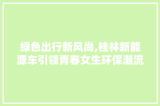 绿色出行新风尚,桂林新能源车引领青春女生环保潮流