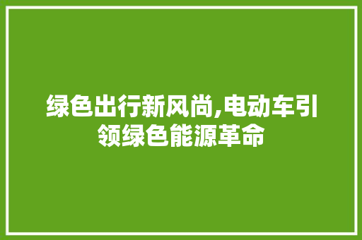 绿色出行新风尚,电动车引领绿色能源革命