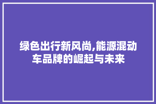 绿色出行新风尚,能源混动车品牌的崛起与未来