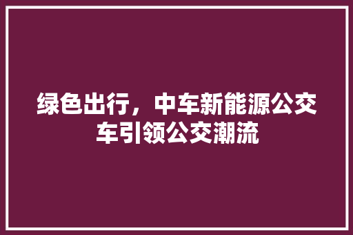 绿色出行，中车新能源公交车引领公交潮流