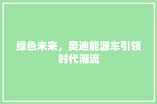 绿色未来，奥迪能源车引领时代潮流