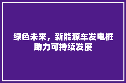 绿色未来，新能源车发电桩助力可持续发展