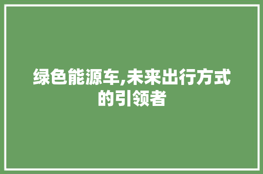 绿色能源车,未来出行方式的引领者  第1张