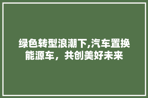 绿色转型浪潮下,汽车置换能源车，共创美好未来  第1张